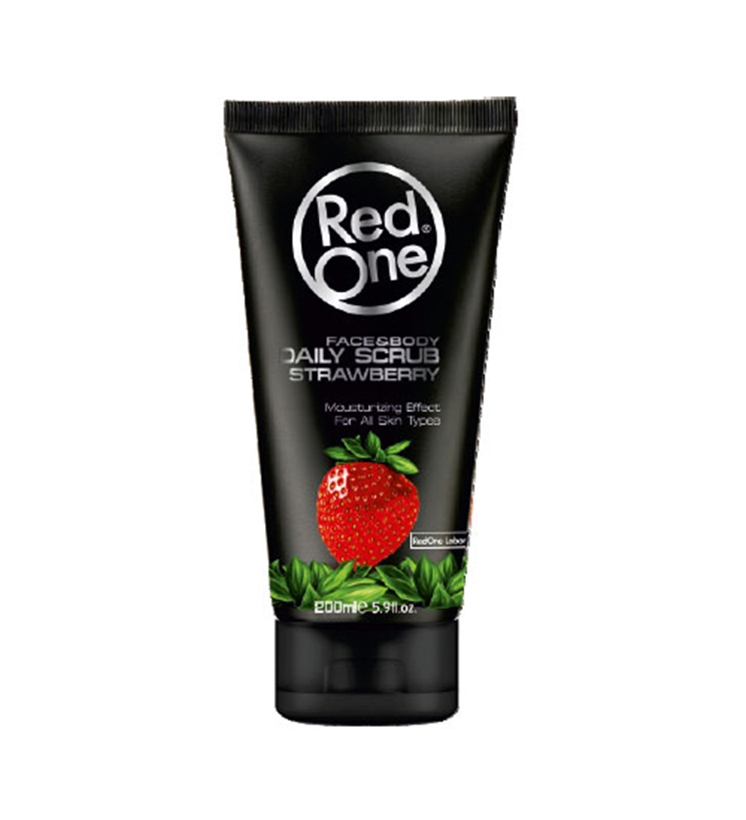 اسکراب لایه بردارصورت و بدن ردوان رایحه توت فرنگی 200میل (Red One Daily Scrub) | face and body scrub strawberry 200ml